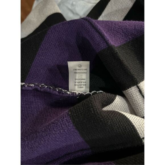 Women's Calvin Klein Heavy Purple Button Stripped Cotton Blend Career Blazer Siz - Picture 3 of 5